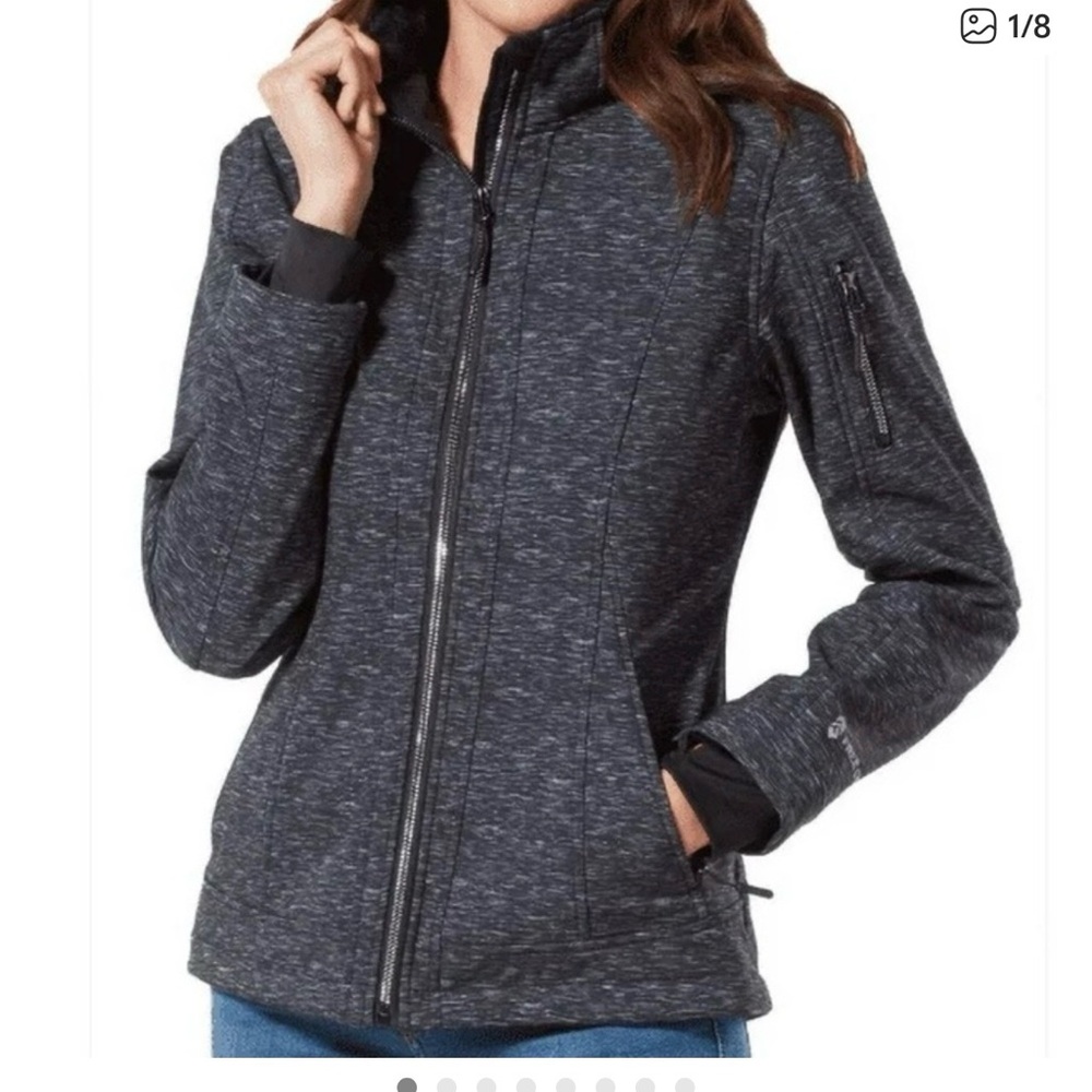 Free country Womens Gray soft shell Jacket Full Zip Lightweight Outdoor Active